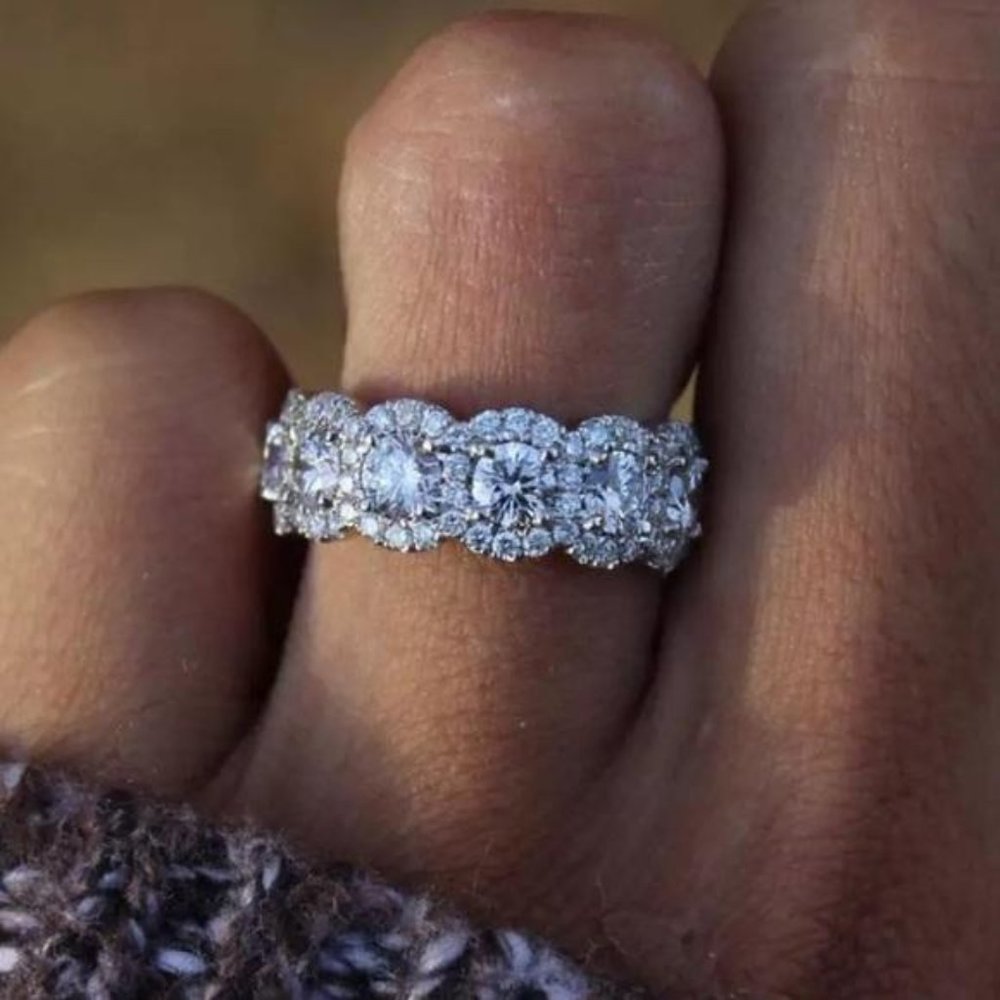 New Sterling silver Round eternity band ring, cute Ring, shiny Ring.